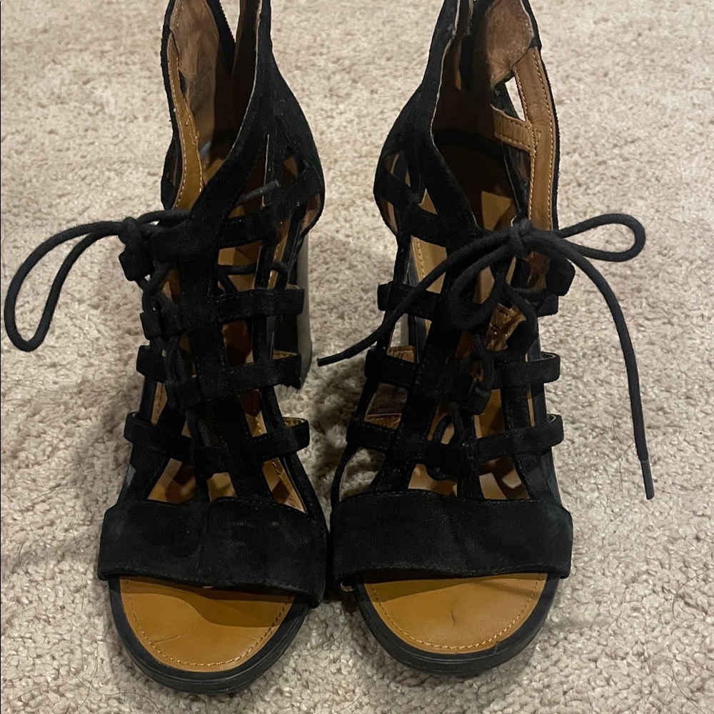 Franco Sarto Black Strappy Heels